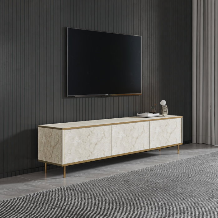 Hanah Home Mueble de TV Travertino y Oro
